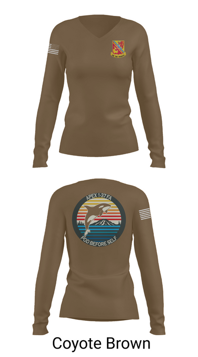 A BTRY, 1-37FAR 4037747 Women's Long Sleeve V-neck Shirt - 17