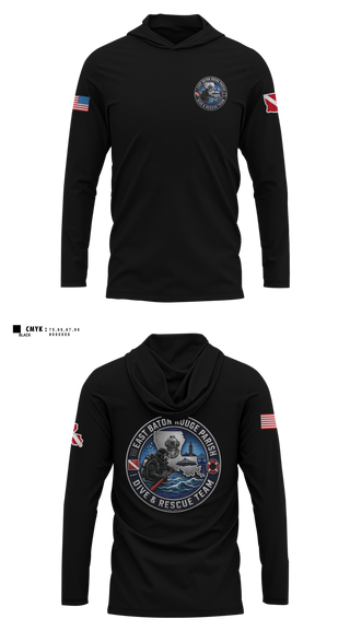 Long Sleeve Hooded Sun Shirt, East Baton Rouge Parish Dive & Rescue Team, Fire Department, Teamtime, Team time, sublimation, custom sports apparel, team uniforms, spirit wear, spiritwear, sports uniforms, custom shirts, team store, custom team store, fundraiser sports, apparel fundraiser
