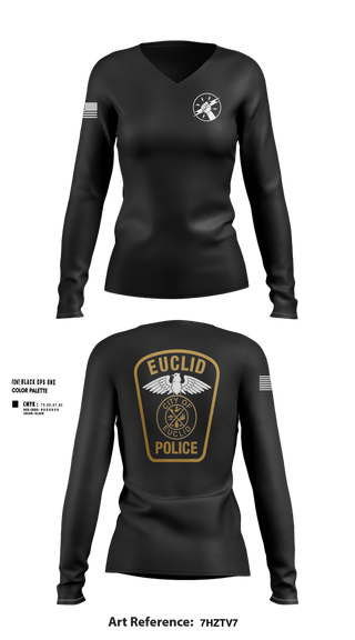 Womens Long Sleeve Vneck Shirt, Euclid Police Traffic Unit, Police, Teamtime, Team time, sublimation, custom sports apparel, team uniforms, spirit wear, spiritwear, sports uniforms, custom shirts, team store, custom team store, fundraiser sports, apparel fundraiser