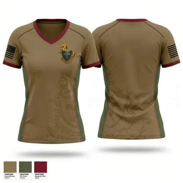 Womens Short Sleeve Vneck Shirt, 4-410th Brigade Support Battalion, Army, Teamtime, Team time, sublimation, custom sports apparel, team uniforms, spirit wear, spiritwear, sports uniforms, custom shirts, team store, custom team store, fundraiser sports, apparel fundraiser