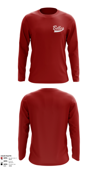Long Sleeve Performance Shirt, Bluegrass Lightning Belles, Softball, Teamtime, Team time, sublimation, custom sports apparel, team uniforms, spirit wear, spiritwear, sports uniforms, custom shirts, team store, custom team store, fundraiser sports, apparel fundraiser