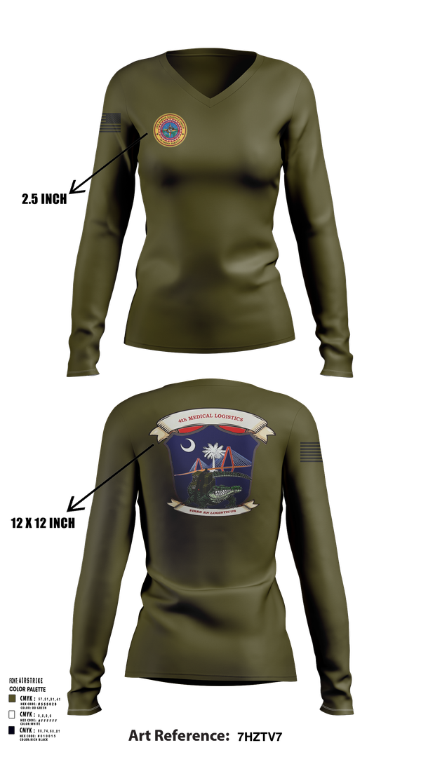 Womens Long Sleeve Vneck Shirt, 4th Medical Logistics, Marines, Teamtime, Team time, sublimation, custom sports apparel, team uniforms, spirit wear, spiritwear, sports uniforms, custom shirts, team store, custom team store, fundraiser sports, apparel fundraiser