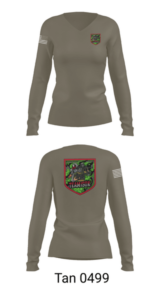 Womens Long Sleeve Vneck Shirt, 1SOK, Army, Teamtime, Team time, sublimation, custom sports apparel, team uniforms, spirit wear, spiritwear, sports uniforms, custom shirts, team store, custom team store, fundraiser sports, apparel fundraiser