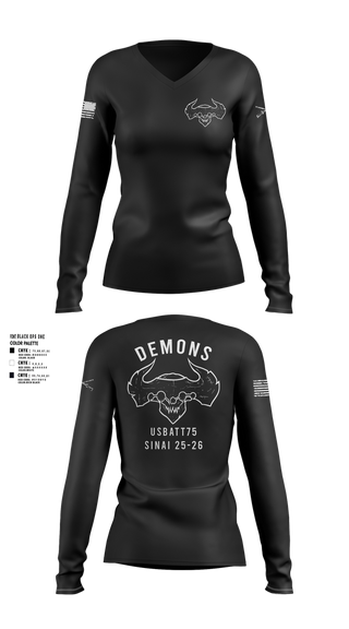 Womens Long Sleeve Vneck Shirt, D-co 1-173 1st PLT, , Teamtime, Team time, sublimation, custom sports apparel, team uniforms, spirit wear, spiritwear, sports uniforms, custom shirts, team store, custom team store, fundraiser sports, apparel fundraiser