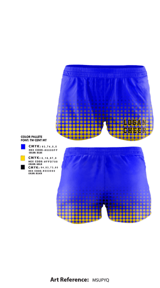 Womens Shorts, Logan High School, Cheer, Teamtime, Team time, sublimation, custom sports apparel, team uniforms, spirit wear, spiritwear, sports uniforms, custom shirts, team store, custom team store, fundraiser sports, apparel fundraiser