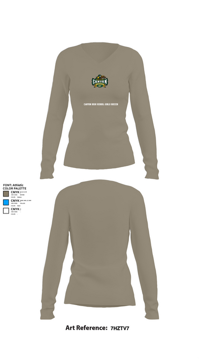 Canyon High School Girls Soccer 73964009 Women's Long Sleeve V-neck Shirt - 19