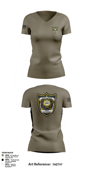 Womens Short Sleeve Vneck Shirt, Explorer Post 2247, , Teamtime, Team time, sublimation, custom sports apparel, team uniforms, spirit wear, spiritwear, sports uniforms, custom shirts, team store, custom team store, fundraiser sports, apparel fundraiser