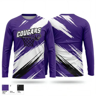 Long Sleeve Performance Shirt, Cougars, Men's Basketball, Teamtime, Team time, sublimation, custom sports apparel, team uniforms, spirit wear, spiritwear, sports uniforms, custom shirts, team store, custom team store, fundraiser sports, apparel fundraiser