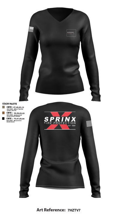 SPRINX FIRE PROTECTION 22334846 Women's Long Sleeve V-neck Shirt - 3
