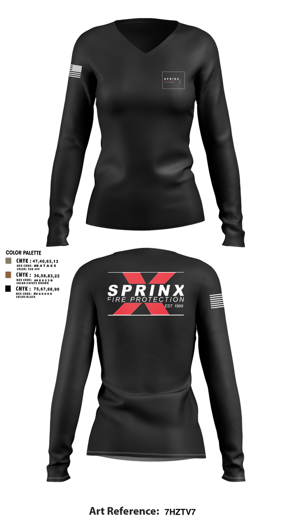 Womens Long Sleeve Vneck Shirt, SPRINX FIRE PROTECTION, , Teamtime, Team time, sublimation, custom sports apparel, team uniforms, spirit wear, spiritwear, sports uniforms, custom shirts, team store, custom team store, fundraiser sports, apparel fundraiser