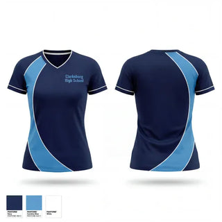 Womens Short Sleeve Vneck Shirt, Clarksburg High School, , Teamtime, Team time, sublimation, custom sports apparel, team uniforms, spirit wear, spiritwear, sports uniforms, custom shirts, team store, custom team store, fundraiser sports, apparel fundraiser