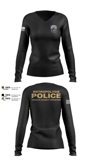 Womens Long Sleeve Vneck Shirt, Domestic Security Operations, Police, Teamtime, Team time, sublimation, custom sports apparel, team uniforms, spirit wear, spiritwear, sports uniforms, custom shirts, team store, custom team store, fundraiser sports, apparel fundraiser