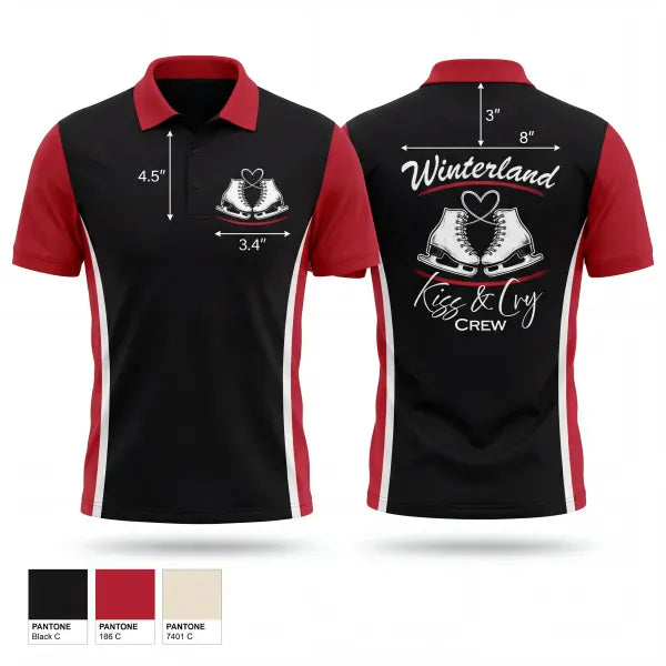 Short Sleeve Performance Polo, Winterland Kiss and Cry Crew, Ice Hockey, Teamtime, Team time, sublimation, custom sports apparel, team uniforms, spirit wear, spiritwear, sports uniforms, custom shirts, team store, custom team store, fundraiser sports, apparel fundraiser