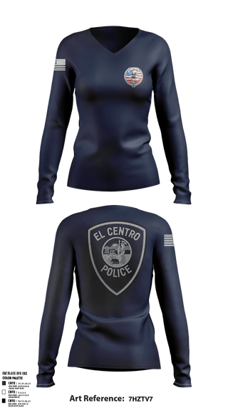 Womens Long Sleeve Vneck Shirt, El Centro Police Department SWAT, Police, Teamtime, Team time, sublimation, custom sports apparel, team uniforms, spirit wear, spiritwear, sports uniforms, custom shirts, team store, custom team store, fundraiser sports, apparel fundraiser