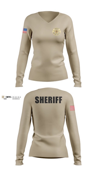 Womens Long Sleeve Vneck Shirt, Bryan County Sheriff’s Office, Police, Teamtime, Team time, sublimation, custom sports apparel, team uniforms, spirit wear, spiritwear, sports uniforms, custom shirts, team store, custom team store, fundraiser sports, apparel fundraiser