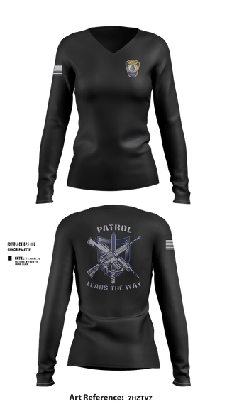 Womens Long Sleeve Vneck Shirt, Alexander City Police Department, Police, Teamtime, Team time, sublimation, custom sports apparel, team uniforms, spirit wear, spiritwear, sports uniforms, custom shirts, team store, custom team store, fundraiser sports, apparel fundraiser