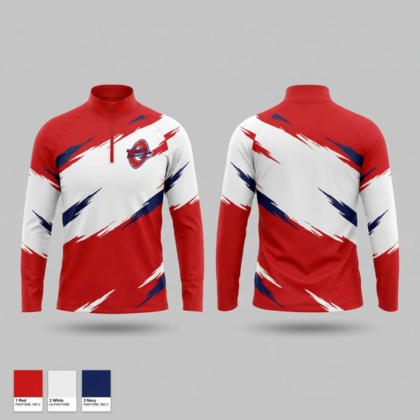 Quarter Zip Jacket, Okeeheelee Warriors, Baseball, Teamtime, Team time, sublimation, custom sports apparel, team uniforms, spirit wear, spiritwear, sports uniforms, custom shirts, team store, custom team store, fundraiser sports, apparel fundraiser