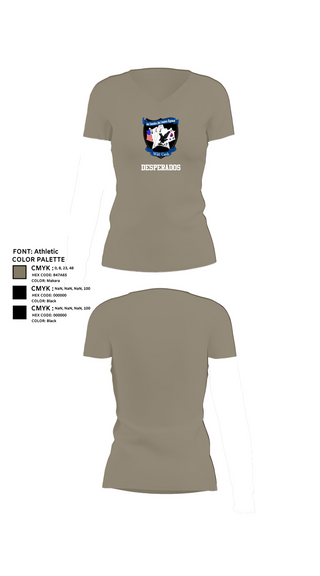 Womens Short Sleeve Vneck Shirt, Desperados, , Teamtime, Team time, sublimation, custom sports apparel, team uniforms, spirit wear, spiritwear, sports uniforms, custom shirts, team store, custom team store, fundraiser sports, apparel fundraiser