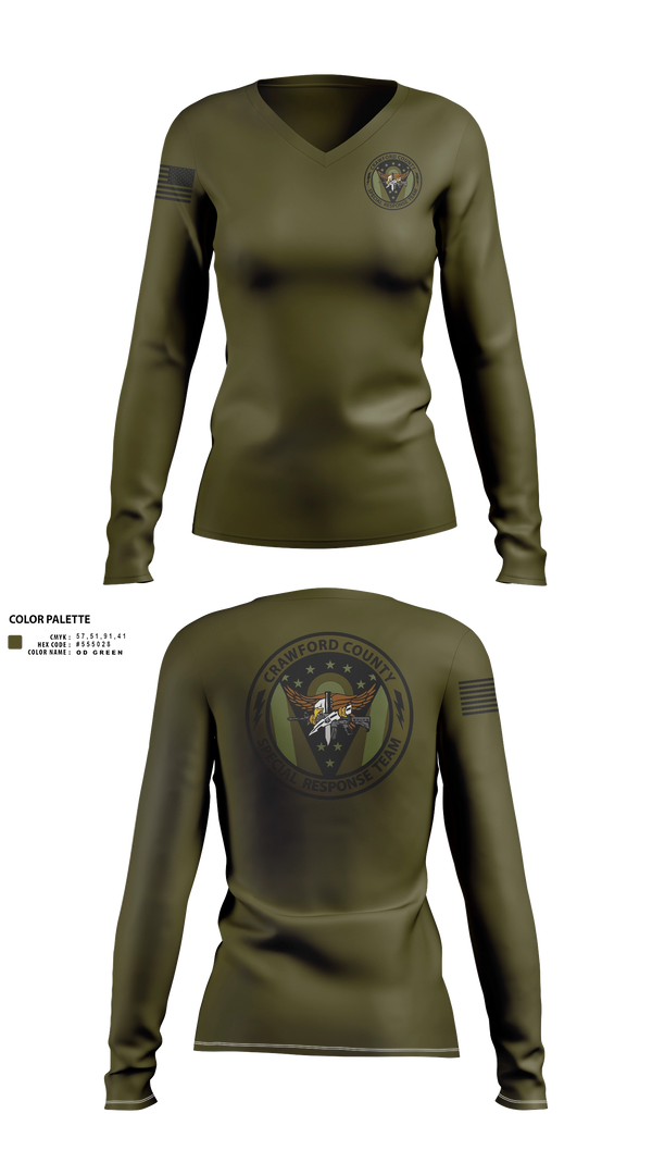 Womens Long Sleeve Vneck Shirt, Crawford County Special Response Team, Police, Teamtime, Team time, sublimation, custom sports apparel, team uniforms, spirit wear, spiritwear, sports uniforms, custom shirts, team store, custom team store, fundraiser sports, apparel fundraiser