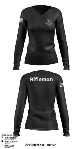Womens Long Sleeve Vneck Shirt, Pershing Rifles, Army, Teamtime, Team time, sublimation, custom sports apparel, team uniforms, spirit wear, spiritwear, sports uniforms, custom shirts, team store, custom team store, fundraiser sports, apparel fundraiser