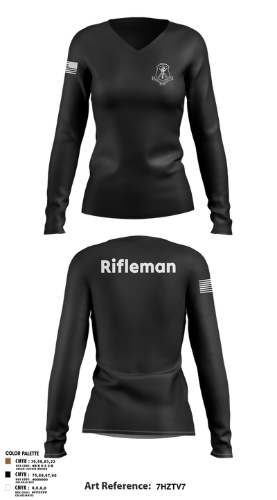 Pershing Rifles 79066987 Women's Long Sleeve V-neck Shirt - 3
