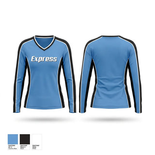 Womens Long Sleeve Vneck Shirt, Express, Softball, Teamtime, Team time, sublimation, custom sports apparel, team uniforms, spirit wear, spiritwear, sports uniforms, custom shirts, team store, custom team store, fundraiser sports, apparel fundraiser