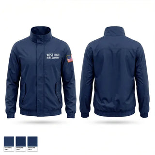 Windbreaker, West High Rebel Company, Navy, Teamtime, Team time, sublimation, custom sports apparel, team uniforms, spirit wear, spiritwear, sports uniforms, custom shirts, team store, custom team store, fundraiser sports, apparel fundraiser