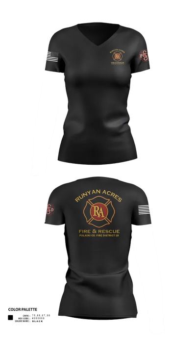 RUNYAN ACRES FIRE DEPARTMENT 34134469 Women's Short Sleeve V-neck Shirt - 50