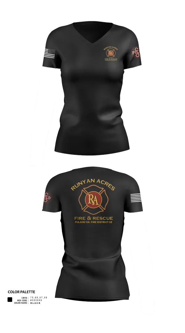 Womens Short Sleeve Vneck Shirt, RUNYAN ACRES FIRE DEPARTMENT, , Teamtime, Team time, sublimation, custom sports apparel, team uniforms, spirit wear, spiritwear, sports uniforms, custom shirts, team store, custom team store, fundraiser sports, apparel fundraiser