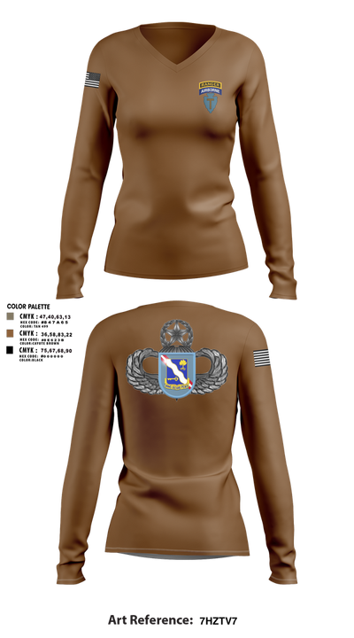 1-143rd airborne infantry regiment 54529572 Women's Long Sleeve V-neck Shirt - 102