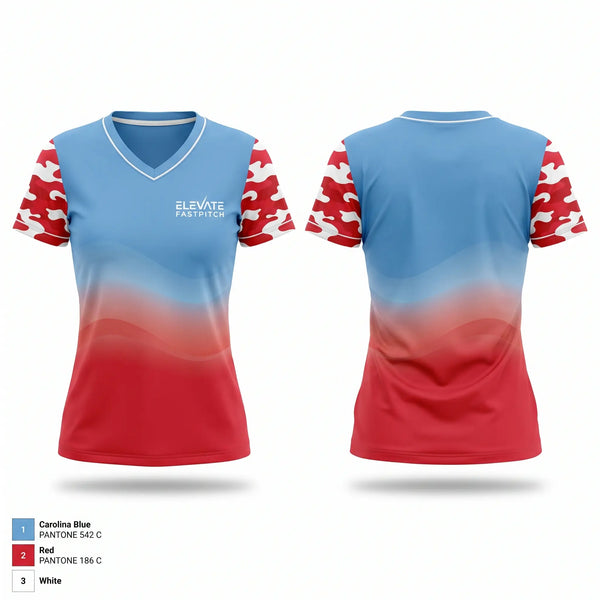 Womens Short Sleeve Vneck Shirt, Elevate, Softball, Teamtime, Team time, sublimation, custom sports apparel, team uniforms, spirit wear, spiritwear, sports uniforms, custom shirts, team store, custom team store, fundraiser sports, apparel fundraiser