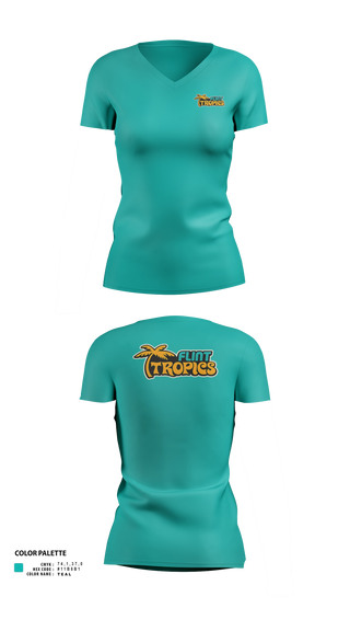 Womens Short Sleeve Vneck Shirt, Flint Tropics, , Teamtime, Team time, sublimation, custom sports apparel, team uniforms, spirit wear, spiritwear, sports uniforms, custom shirts, team store, custom team store, fundraiser sports, apparel fundraiser