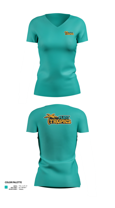 Flint Tropics 27961278 Women's Short Sleeve V-neck Shirt - 21