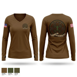 Womens Long Sleeve Vneck Shirt, 133 SFS, National Guard, Teamtime, Team time, sublimation, custom sports apparel, team uniforms, spirit wear, spiritwear, sports uniforms, custom shirts, team store, custom team store, fundraiser sports, apparel fundraiser
