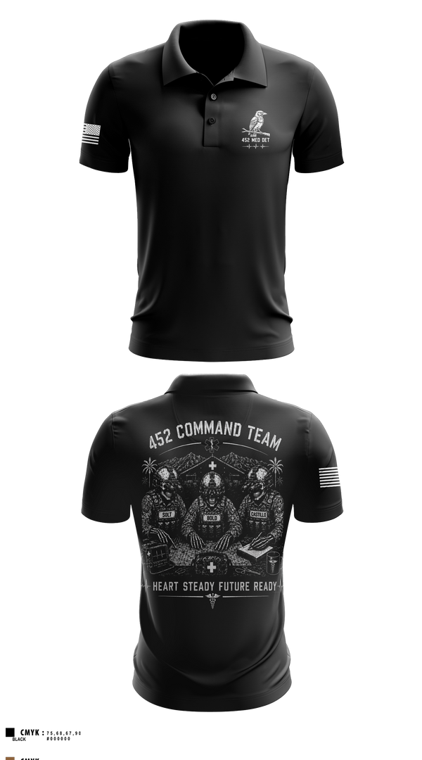 Short Sleeve Performance Polo, 452 MED DET, Army, Teamtime, Team time, sublimation, custom sports apparel, team uniforms, spirit wear, spiritwear, sports uniforms, custom shirts, team store, custom team store, fundraiser sports, apparel fundraiser