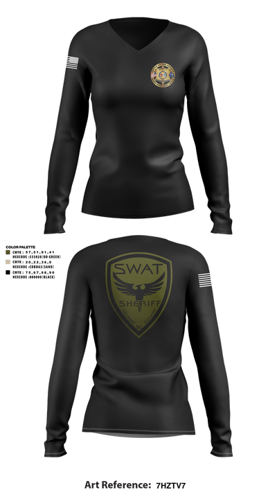 SWAT 37842893 Women's Long Sleeve V-neck Shirt - 3