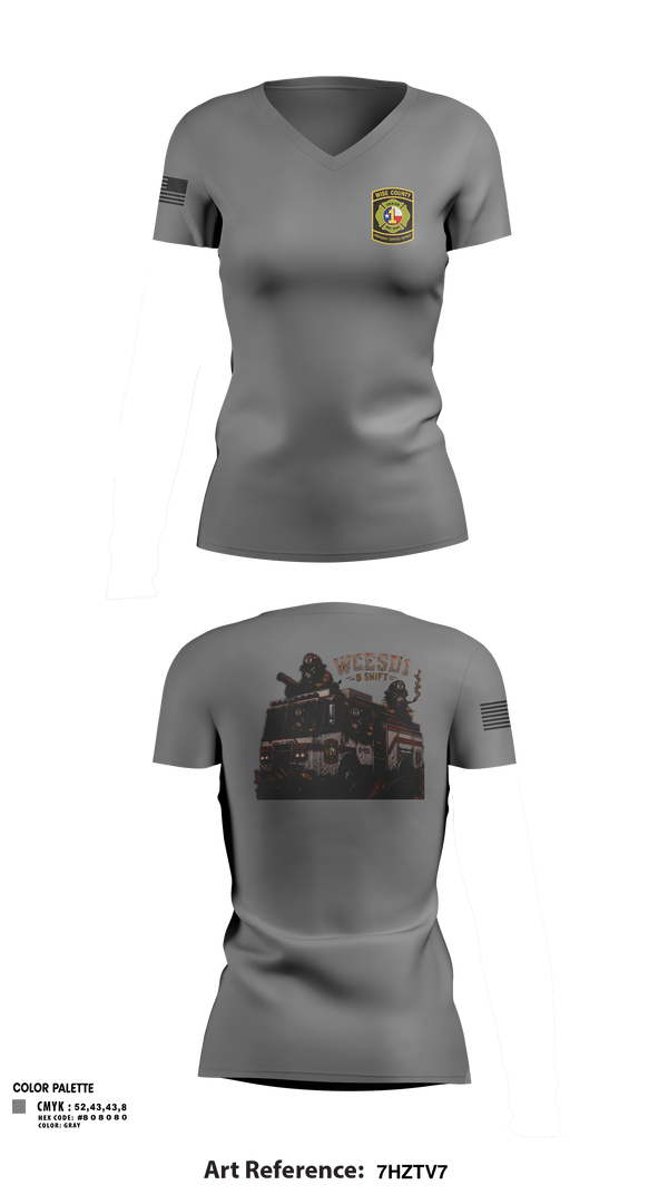 Womens Short Sleeve Vneck Shirt, WCESD1 B shift, Fire Department, Teamtime, Team time, sublimation, custom sports apparel, team uniforms, spirit wear, spiritwear, sports uniforms, custom shirts, team store, custom team store, fundraiser sports, apparel fundraiser