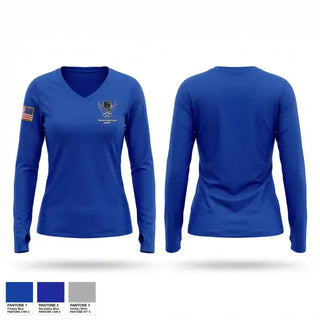 Womens Long Sleeve Vneck Shirt, Palo Verde AFJROTC, Air Force, Teamtime, Team time, sublimation, custom sports apparel, team uniforms, spirit wear, spiritwear, sports uniforms, custom shirts, team store, custom team store, fundraiser sports, apparel fundraiser