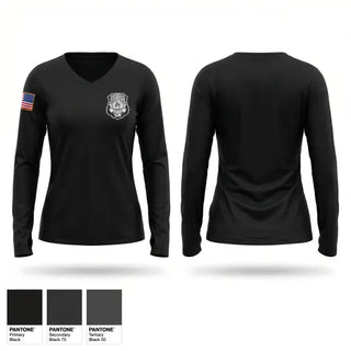 Womens Long Sleeve Vneck Shirt, Lady Lake Police Department, Police, Teamtime, Team time, sublimation, custom sports apparel, team uniforms, spirit wear, spiritwear, sports uniforms, custom shirts, team store, custom team store, fundraiser sports, apparel fundraiser