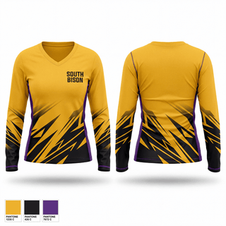 Womens Long Sleeve Vneck Shirt, South bison, Wrestling, Teamtime, Team time, sublimation, custom sports apparel, team uniforms, spirit wear, spiritwear, sports uniforms, custom shirts, team store, custom team store, fundraiser sports, apparel fundraiser