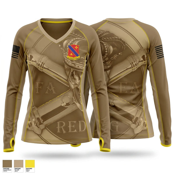 Womens Long Sleeve Vneck Shirt, C Btry 1-133rd FA BN, National Guard, Teamtime, Team time, sublimation, custom sports apparel, team uniforms, spirit wear, spiritwear, sports uniforms, custom shirts, team store, custom team store, fundraiser sports, apparel fundraiser
