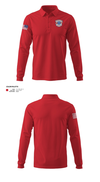 Long Sleeve Performance Polo, Hardeman County Ambulance Service, EMS/EMT, Teamtime, Team time, sublimation, custom sports apparel, team uniforms, spirit wear, spiritwear, sports uniforms, custom shirts, team store, custom team store, fundraiser sports, apparel fundraiser