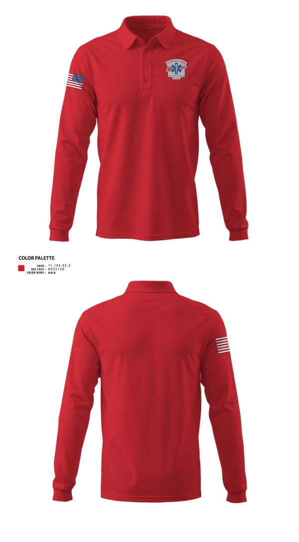 Long Sleeve Performance Polo, Hardeman County Ambulance Service, EMS/EMT, Teamtime, Team time, sublimation, custom sports apparel, team uniforms, spirit wear, spiritwear, sports uniforms, custom shirts, team store, custom team store, fundraiser sports, apparel fundraiser