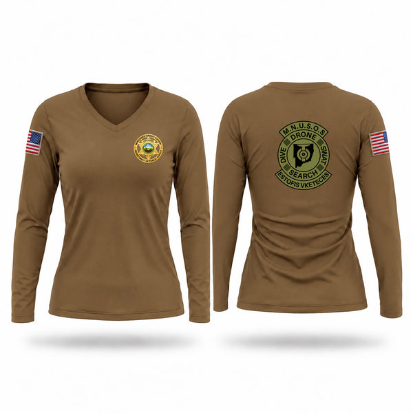 Womens Long Sleeve Vneck Shirt, Lighthorse Police Search and Rescue, Police, Teamtime, Team time, sublimation, custom sports apparel, team uniforms, spirit wear, spiritwear, sports uniforms, custom shirts, team store, custom team store, fundraiser sports, apparel fundraiser