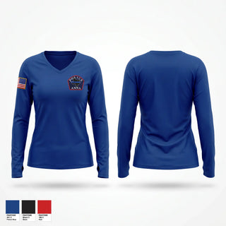 Womens Long Sleeve Vneck Shirt, Anna Police Department, Police, Teamtime, Team time, sublimation, custom sports apparel, team uniforms, spirit wear, spiritwear, sports uniforms, custom shirts, team store, custom team store, fundraiser sports, apparel fundraiser