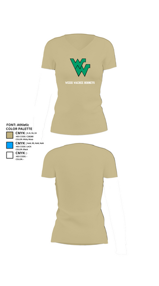 Womens Short Sleeve Vneck Shirt, Weeki Wachee Hornets, Women's Soccer, Teamtime, Team time, sublimation, custom sports apparel, team uniforms, spirit wear, spiritwear, sports uniforms, custom shirts, team store, custom team store, fundraiser sports, apparel fundraiser