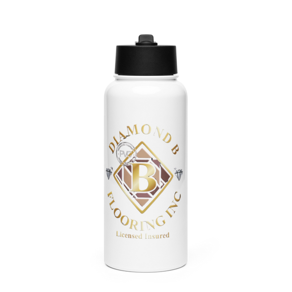 DIAMOND B FLOORING 52492465 Stainless Steel Water Bottle with a Straw Lid