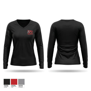 Womens Long Sleeve Vneck Shirt, Reading high school, Marines, Teamtime, Team time, sublimation, custom sports apparel, team uniforms, spirit wear, spiritwear, sports uniforms, custom shirts, team store, custom team store, fundraiser sports, apparel fundraiser