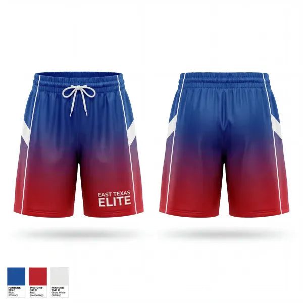 Mens Reversible Basketball Shorts, East Texas Elite, Women's Basketball, Teamtime, Team time, sublimation, custom sports apparel, team uniforms, spirit wear, spiritwear, sports uniforms, custom shirts, team store, custom team store, fundraiser sports, apparel fundraiser