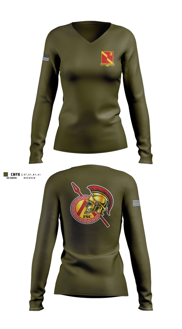 Womens Long Sleeve Vneck Shirt, 135th FSC, Army, Teamtime, Team time, sublimation, custom sports apparel, team uniforms, spirit wear, spiritwear, sports uniforms, custom shirts, team store, custom team store, fundraiser sports, apparel fundraiser